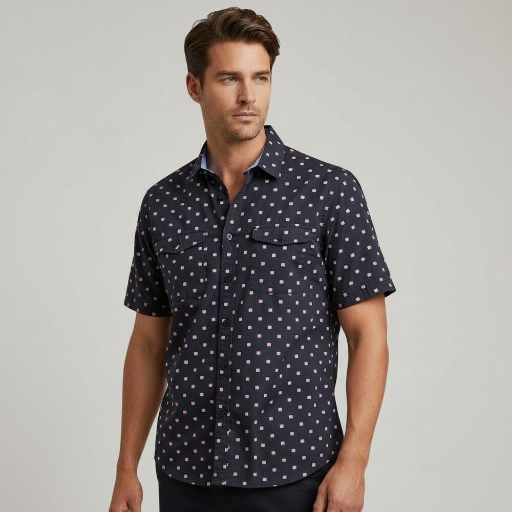Tommy Bahama Men’s Cotton‎ Button Up Shirt Short Sleeve Small Patriotic